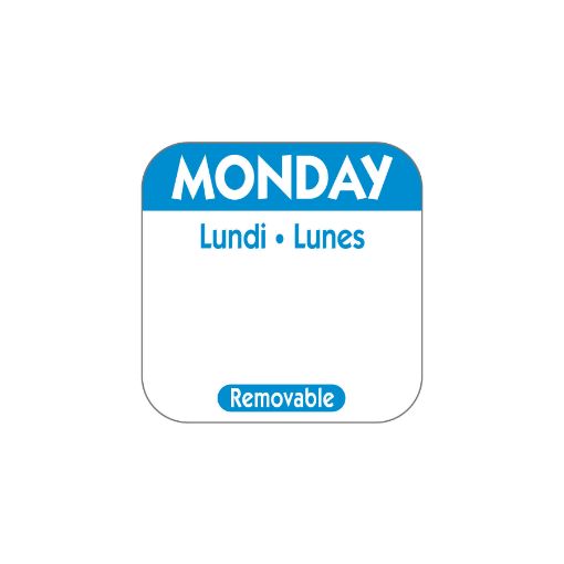25mm (1") Trilingual Removable Day of the Week Label