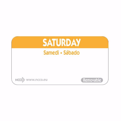 Picture of 25mm (1") Trilingual Removable Labels - Saturday
