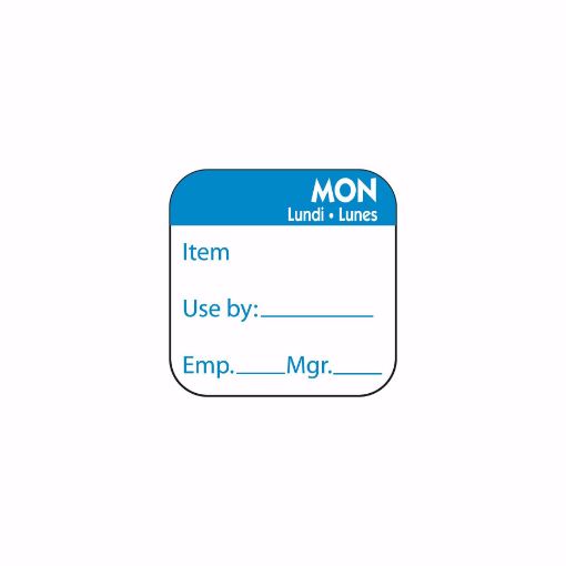 Picture of 25mm (1") Trilingual Dissolving Use By Labels - Monday