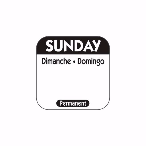 Picture of 25mm (1″) Trilingual Permanent Labels - Sunday