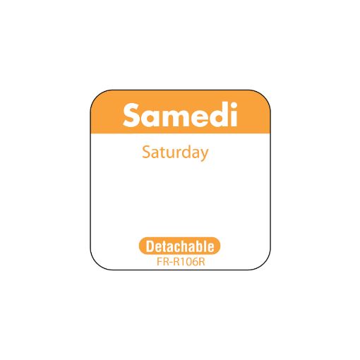 Image de Étiquette Jour de la semaine – Samedi 25 mm (1″) retirable trilingue