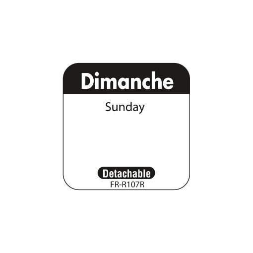 Image de Étiquette Jour de la semaine – Dimanche 25 mm (1″) retirable trilingue